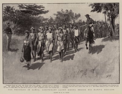 サモアの問題、ゴーント中尉が彼の母旅団の横に乗って 作： Henry Marriott Paget